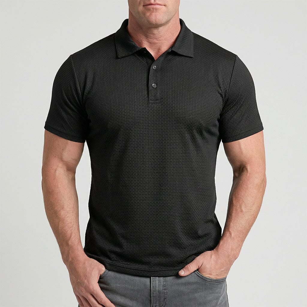 Conrad - Men's Textured Polo Shirt with Stretch Weave