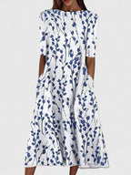 Cordelia - Women's Botanical Print A-Line Dress