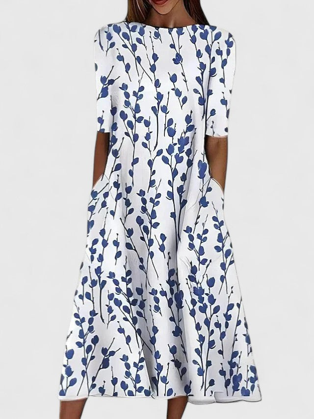 Cordelia - Women's Botanical Print A-Line Dress