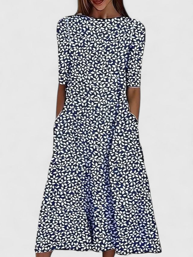 Cordelia - Women's Botanical Print A-Line Dress