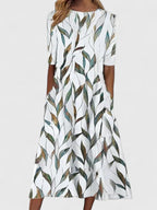 Cordelia - Women's Botanical Print A-Line Dress