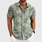 Cyrus - Men's Botanical Print Button-Front Shirt