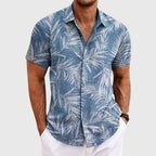 Cyrus - Men's Botanical Print Button-Front Shirt