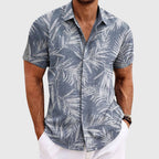 Cyrus - Men's Botanical Print Button-Front Shirt