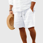Daniel - Men's Vertical Ribbed Knit Drawstring Shorts