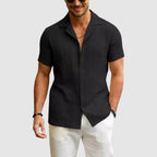 Danny - Men's Crinkle-Textured Camp Collar Shirt