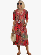 Daphne - Women's Floral Print V-Neck Dress