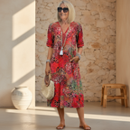 Daphne - Women's Floral Print V-Neck Dress