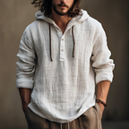 David - Men's Hooded Long Sleeve Button-Front Shirt