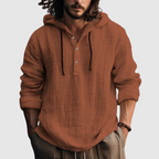 David - Men's Hooded Long Sleeve Button-Front Shirt