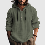 David - Men's Hooded Long Sleeve Button-Front Shirt