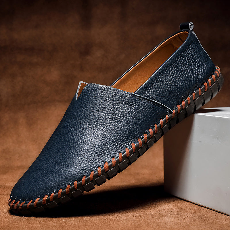 Dawson - Men's Contrast Stitch Leather Loafers