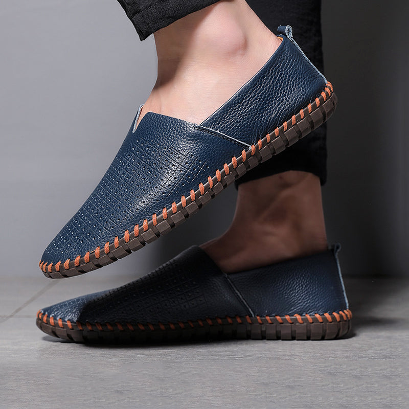 Dawson - Men's Contrast Stitch Leather Loafers
