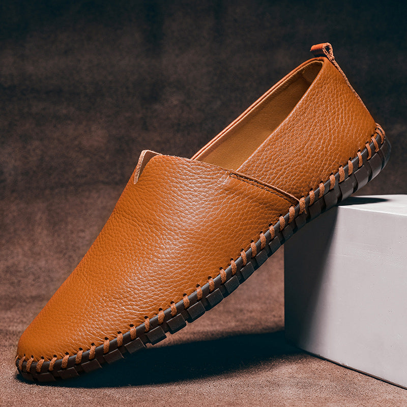 Dawson - Men's Contrast Stitch Leather Loafers