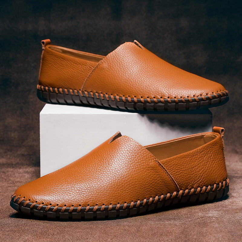 Dawson - Men's Contrast Stitch Leather Loafers