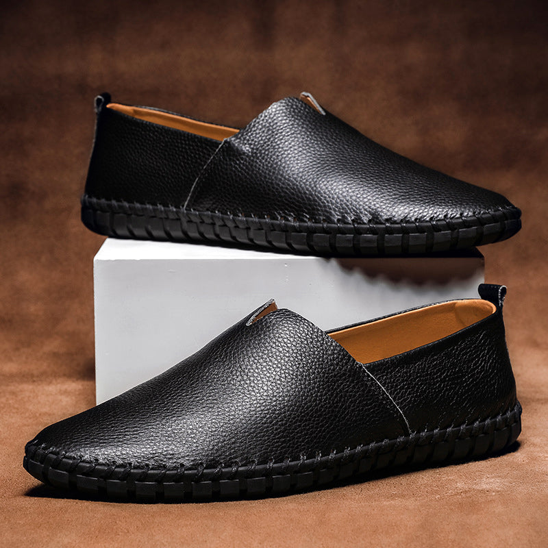Dawson - Men's Contrast Stitch Leather Loafers