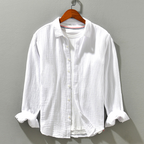 Dean - Men's Textured Cotton Button-Front Long Sleeve Shirt