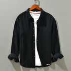 Dean - Men's Textured Cotton Button-Front Long Sleeve Shirt