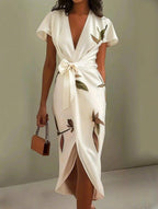 Dellia - Women's Floral Tie-Waist Wrap Dress