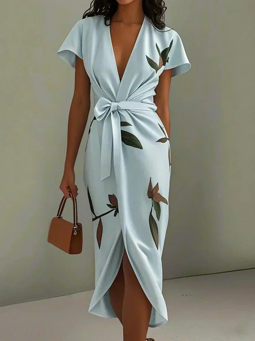 Dellia - Women's Floral Tie-Waist Wrap Dress