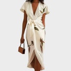 Dellia - Women's Floral Tie-Waist Wrap Dress