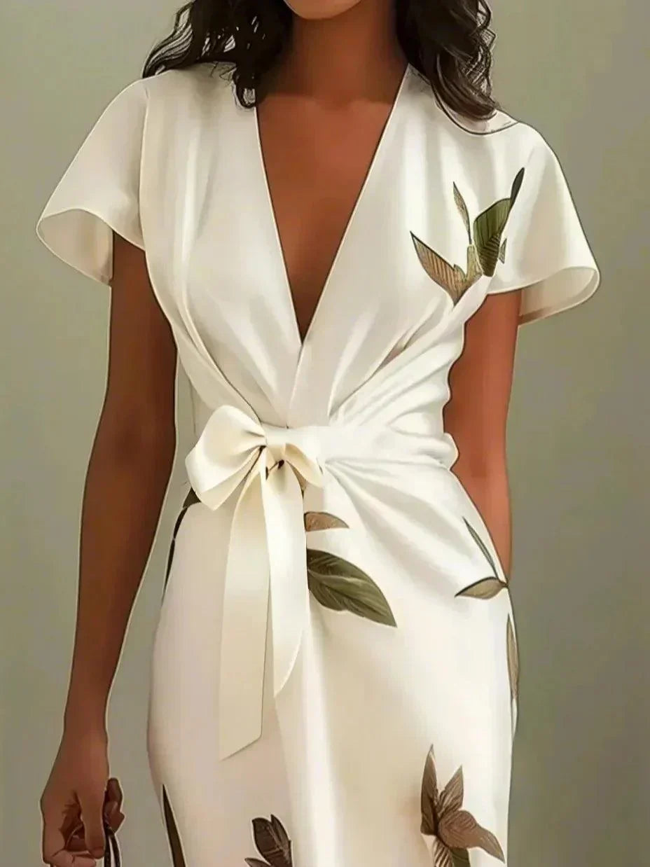 Dellia - Women's Floral Tie-Waist Wrap Dress
