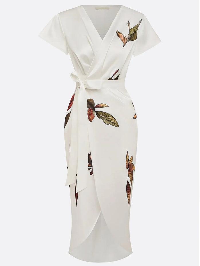 Dellia - Women's Floral Tie-Waist Wrap Dress