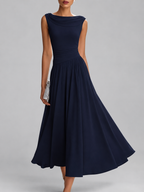 Demi - Women's Draped Cowl Neckline Pleated Dress