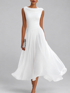 Demi - Women's Draped Cowl Neckline Pleated Dress