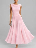 Demi - Women's Draped Cowl Neckline Pleated Dress
