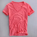 Dominic - Men's V-Neck Cotton T-Shirt