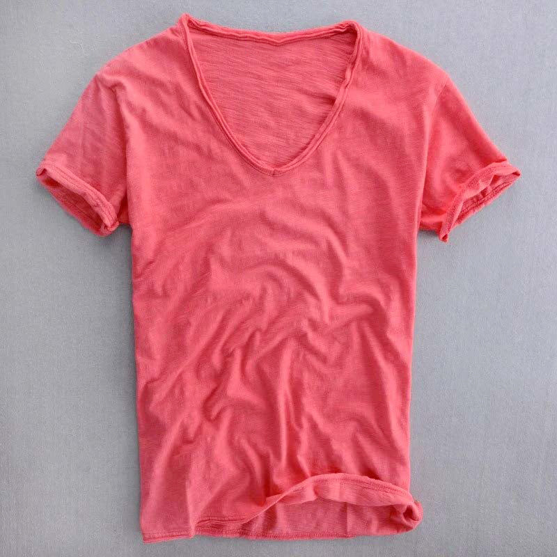 Dominic - Men's V-Neck Cotton T-Shirt