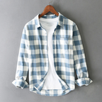 Edwin - Men's Brushed Cotton Plaid Shirt with Rolled Cuffs