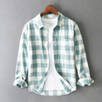 Edwin - Men's Brushed Cotton Plaid Shirt with Rolled Cuffs