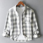 Edwin - Men's Brushed Cotton Plaid Shirt with Rolled Cuffs