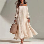 Elena - Women's Pleated Off-Shoulder Dress