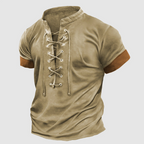 Elliot - Men's Lace-Up Henley Short Sleeve Shirt