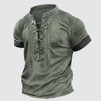 Elliot - Men's Lace-Up Henley Short Sleeve Shirt