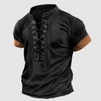 Elliot - Men's Lace-Up Henley Short Sleeve Shirt