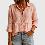 Eloise - Women's Gathered Empire Waist Linen Blouse