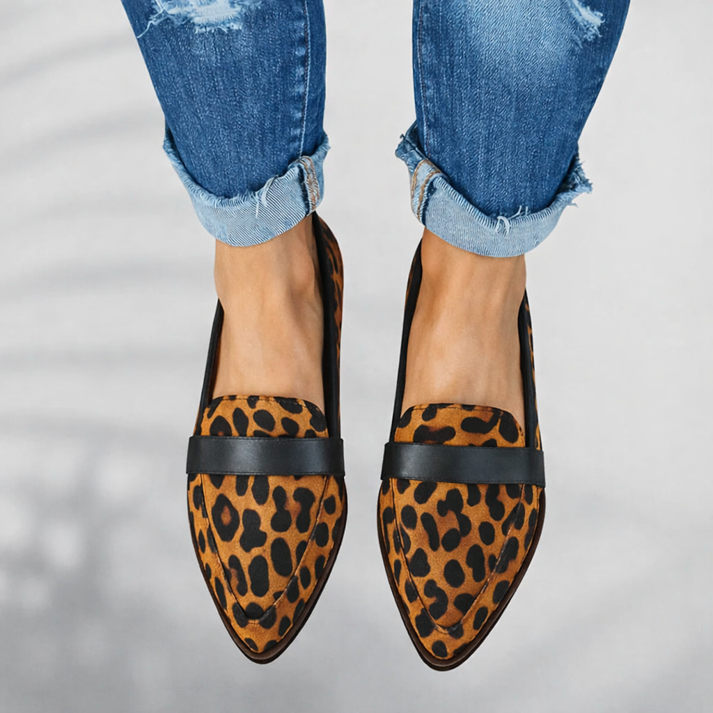Elysia - Women's Pointed-Toe Loafers with Crossover Band
