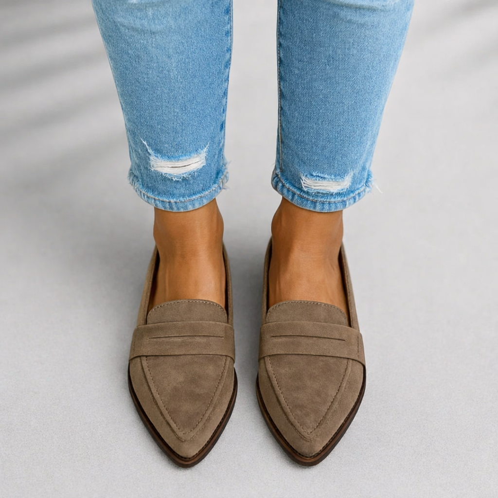 Elysia - Women's Pointed-Toe Loafers with Crossover Band