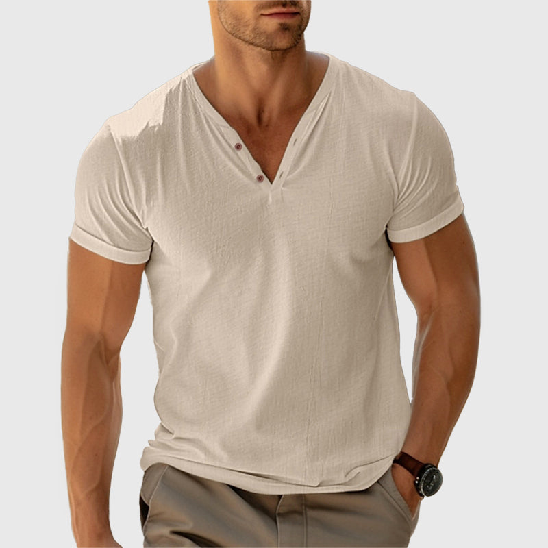Emerson - Men's Textured V-Neck Henley Shirt