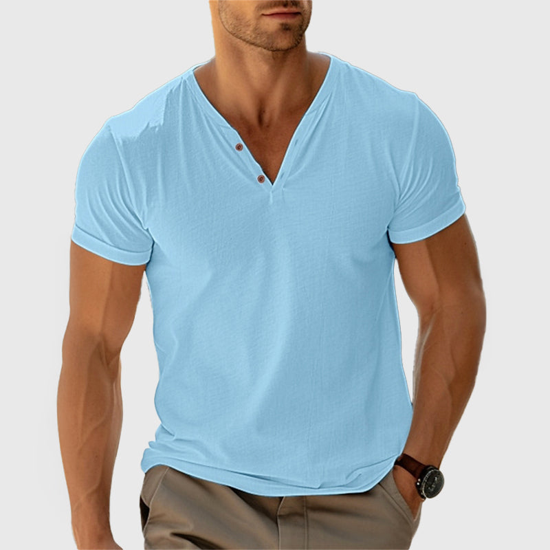 Emerson - Men's Textured V-Neck Henley Shirt