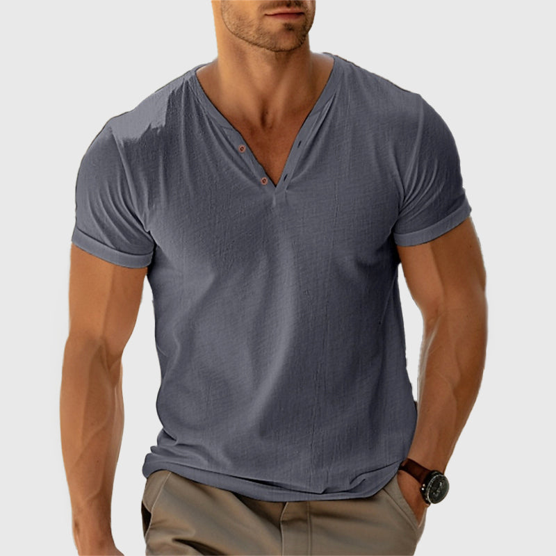 Emerson - Men's Textured V-Neck Henley Shirt