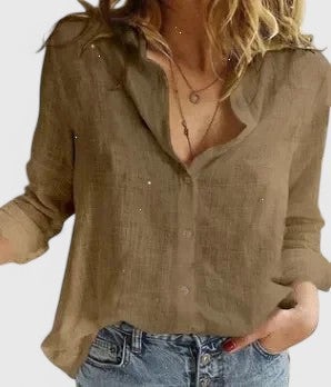 Emery - Women's Button-Front Notch Lapel Blouse