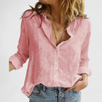 Emery - Women's Button-Front Notch Lapel Blouse