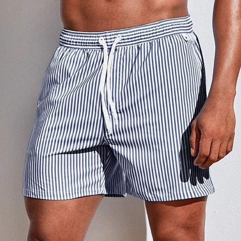 Emilio - Men's Striped Drawstring Swim Shorts