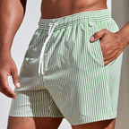 Emilio - Men's Striped Drawstring Swim Shorts