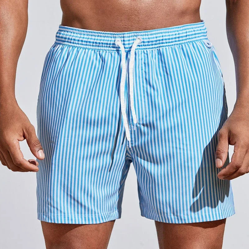 Emilio - Men's Striped Drawstring Swim Shorts